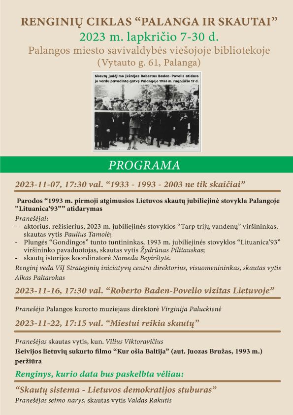 Renginių ciklas „Palanga ir skautai" kviečia į parodą