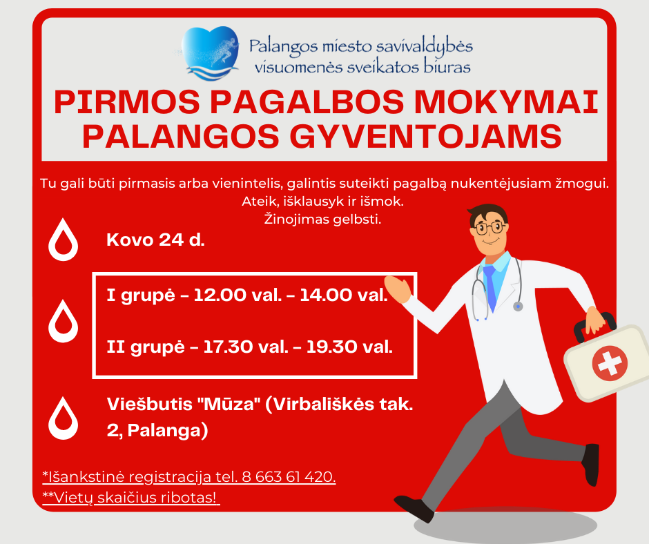 Palangiškiai kviečiami mokytis suteikti pirmąją pagalbą