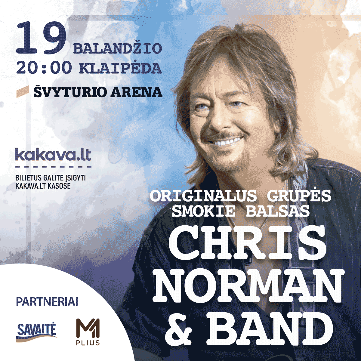 Balandžio 19 dieną Klaipėdos „Švyturio“ arenoje įvyks originalaus SMOKIE balso Chris Norman gyvo garso koncertas
