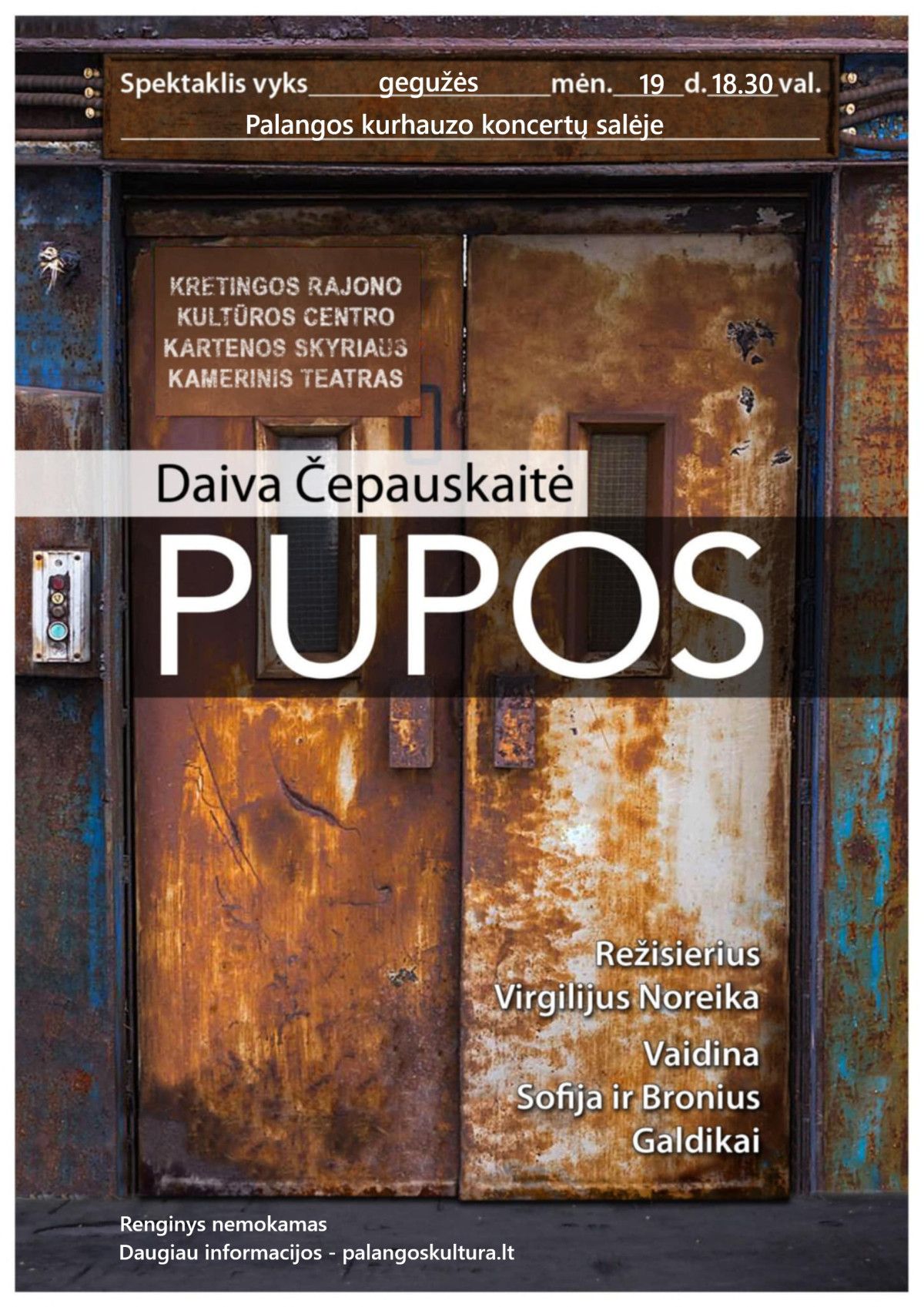 Kartenos teatro dovana Palangai - nemokamas spektaklis "Pupos"