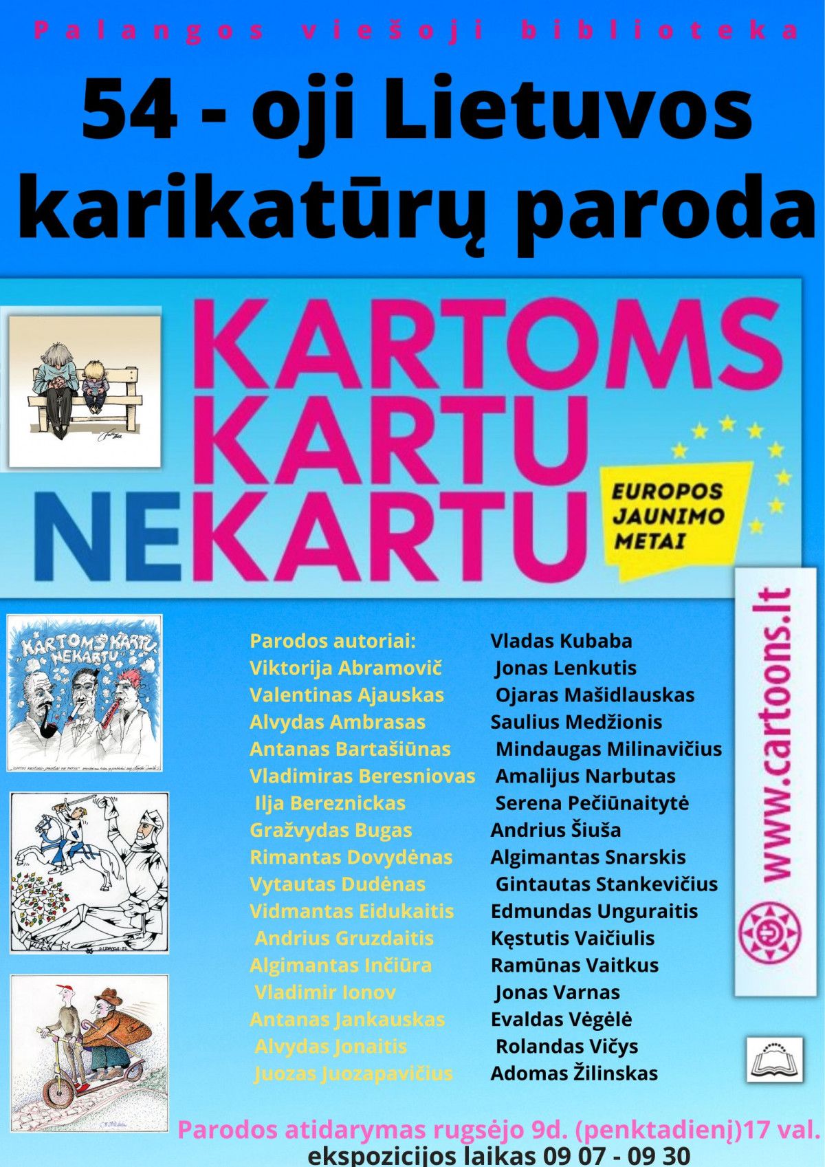 Bibliotekoje – 54-oji Lietuvos karikatūrų paroda „Kartoms kartu – nekartu“