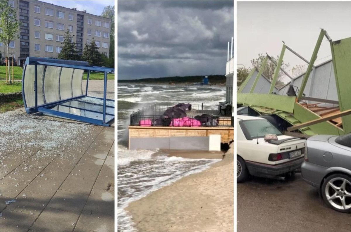 Vėjas siaubė Lietuvą: virto medžiai, dužo stiklai, tūkstančiai liko be elektros, Palangoje – iškalbingi vaizdai