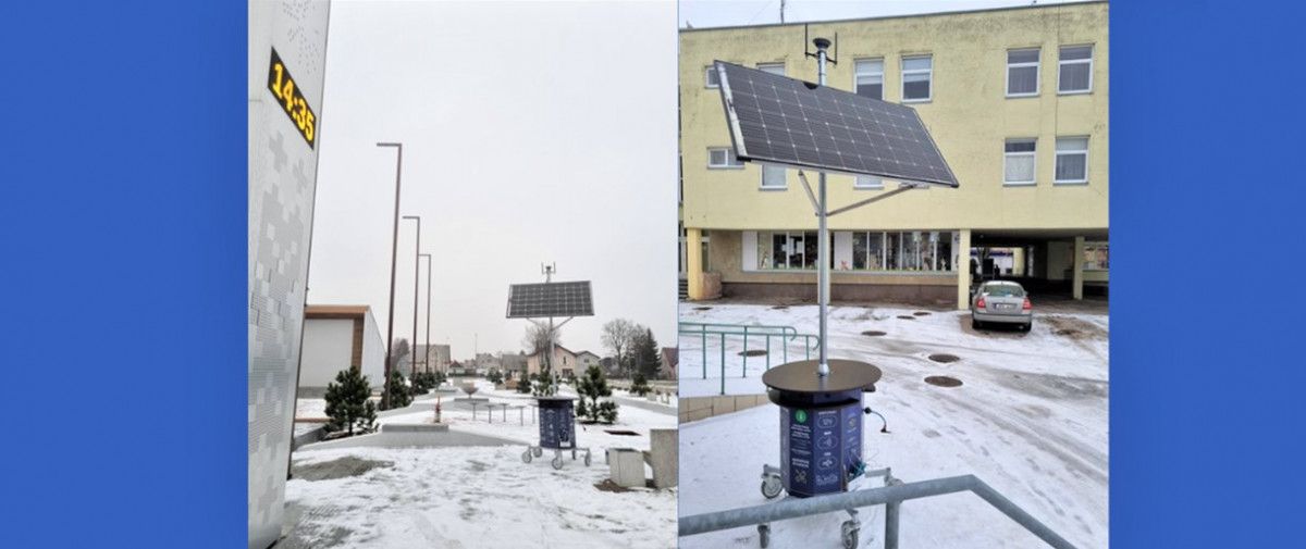 Palangoje ir Šventojoje įrengtos daugiafunkcinės, saulės baterija įkraunamos viešųjų erdvių paslaugų stotelės SUNECO.