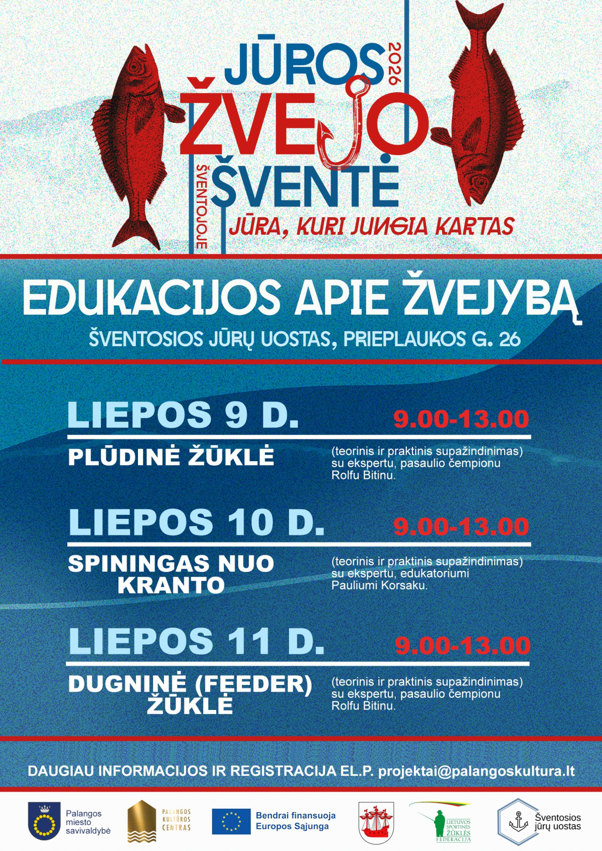 Palangos kultūros centras kviečia į projekto „Jūros žvejo šventė 2026 Šventojoje: jūra, kuri jungia kartas“ nemokamas žvejybos edukacijas