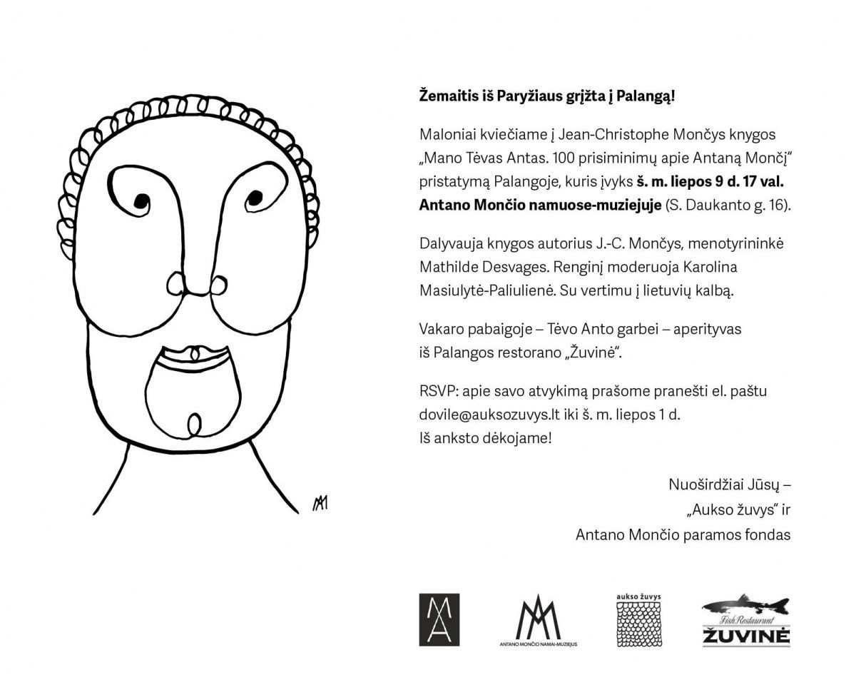 Kvietimas į Mončio knygos pristatymą Palangoje