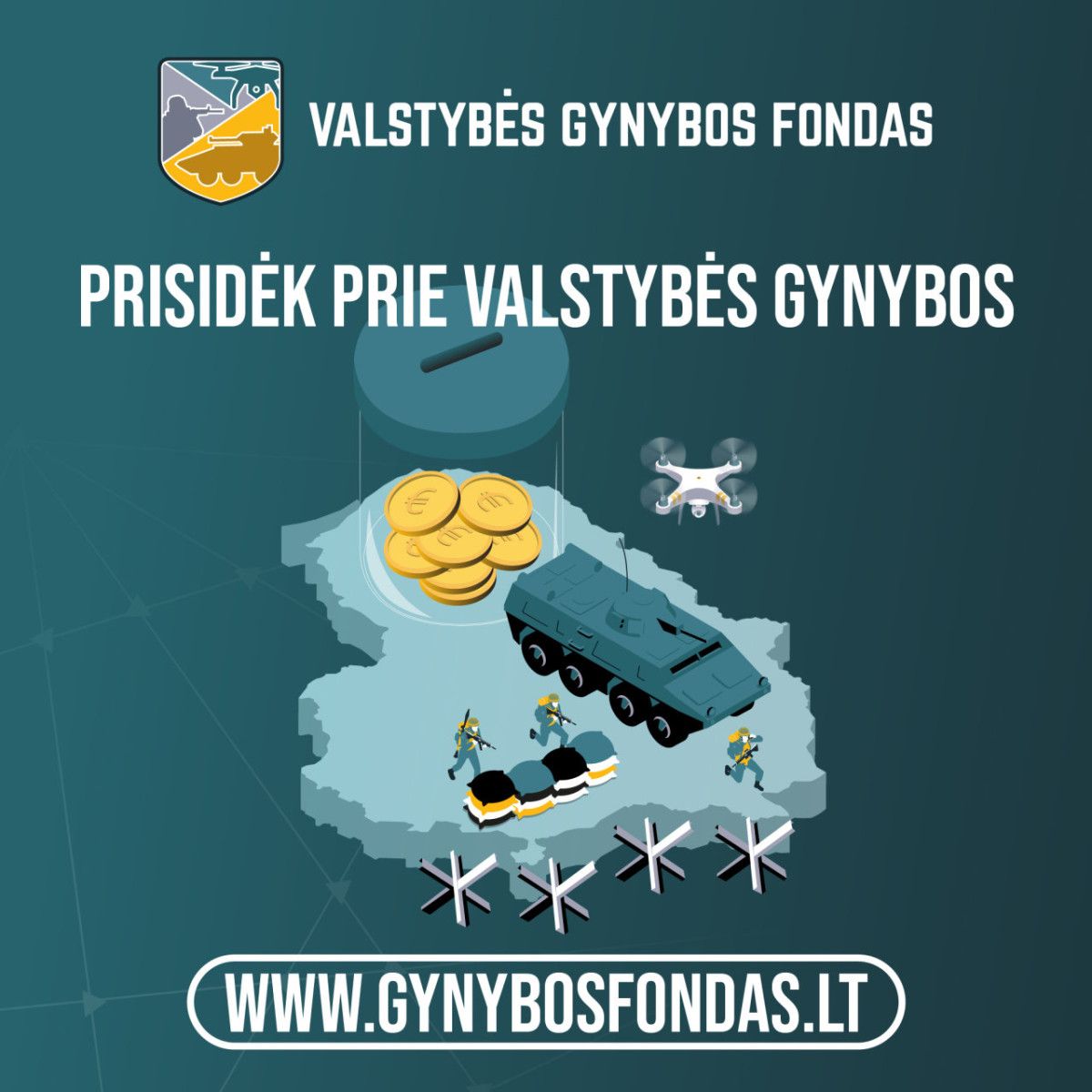 Kviečiame aukoti Valstybės Gynybos fondui ir taip prisidėti prie Lietuvos kariuomenės stiprinimo