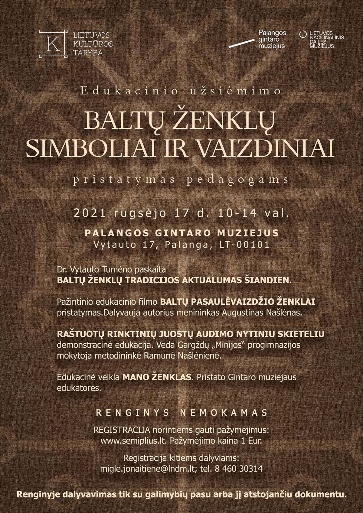 Projekto „Baltų ženklų simboliai ir vaizdiniai“ išplėstinis pristatymas skirtas pedagogams ir edukatoriams