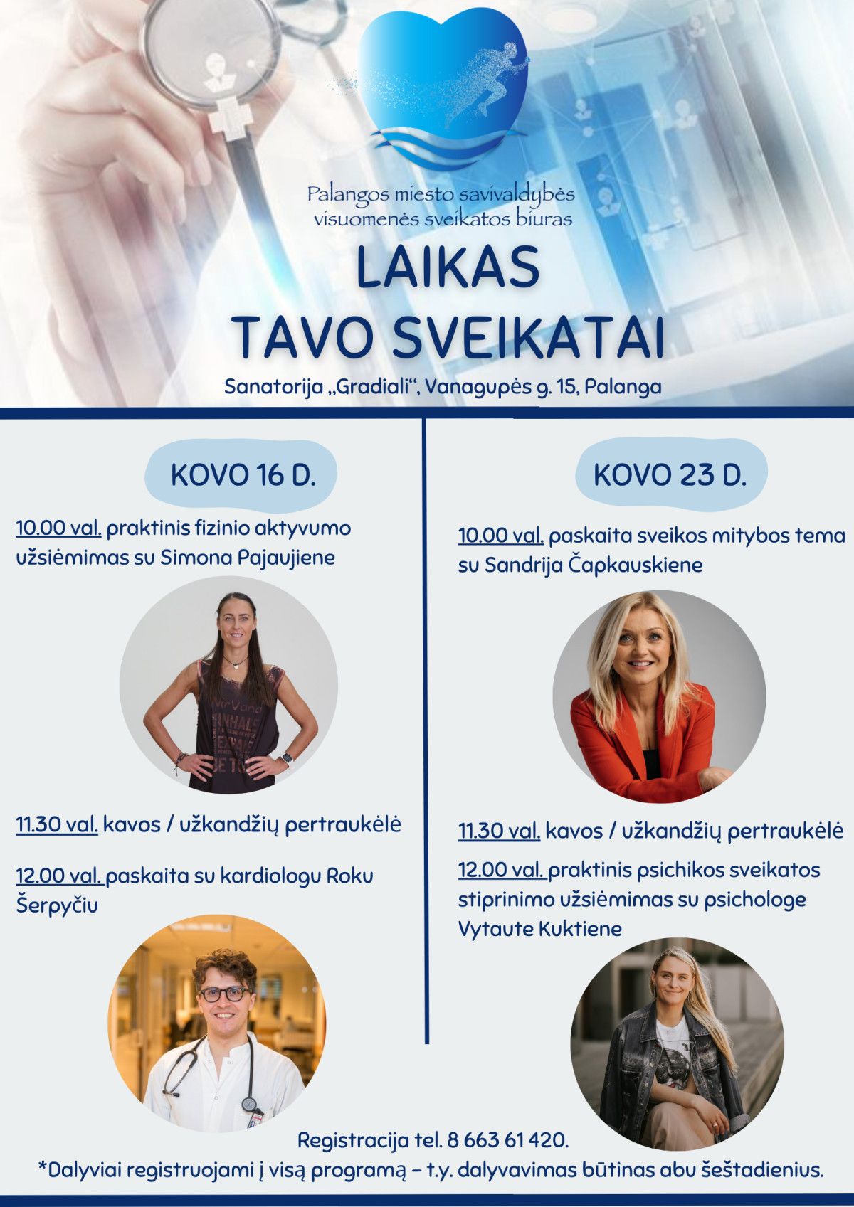 Visuomenės sveikatos biuras kviečia gilinti žinias apie sveikatą paskaitose kartu su gerai žinomais lektoriais