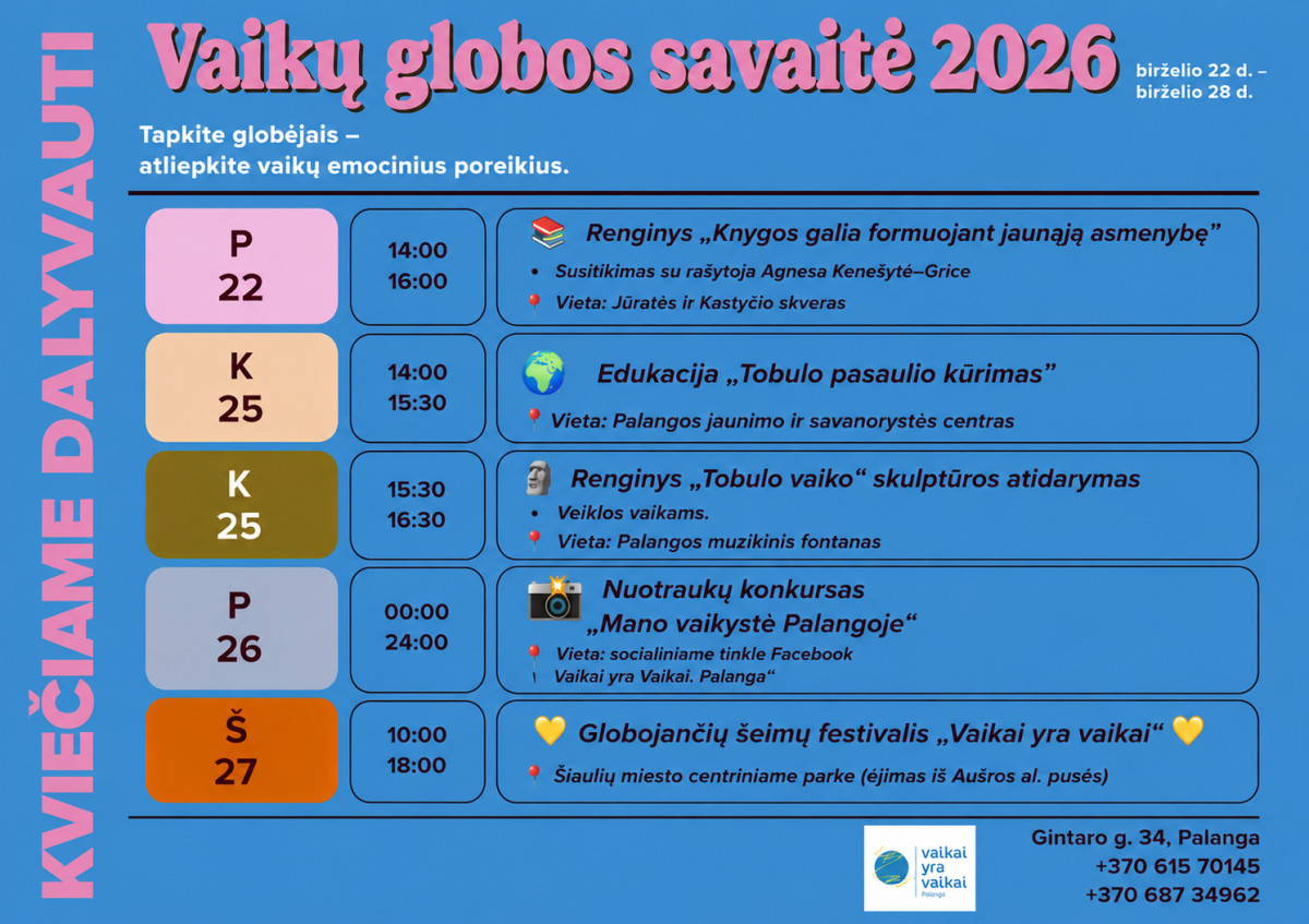 Prasideda Vaikų globos savaitė – visuomenė kviečiama pažvelgti į globą be stereotipų