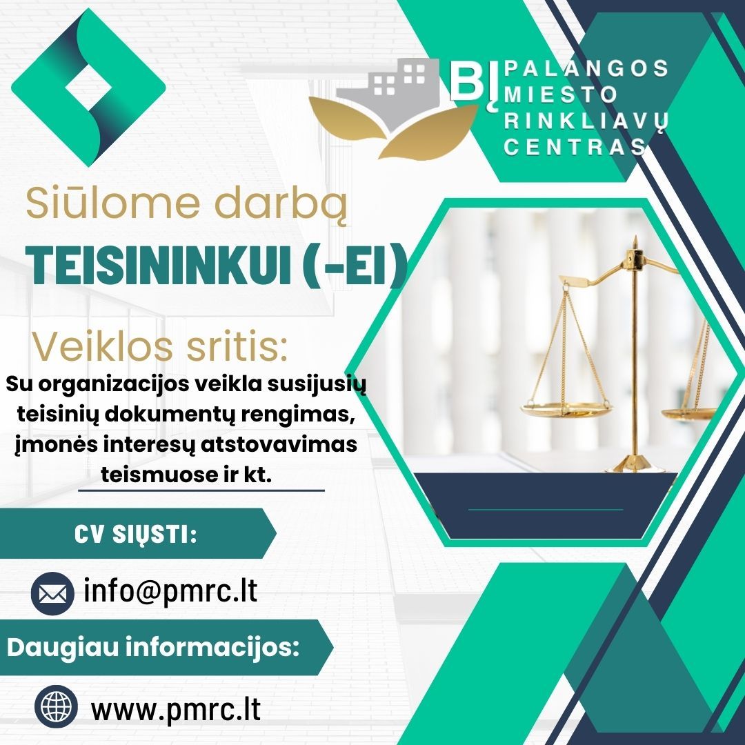 Siūlomas darbas teisininkui