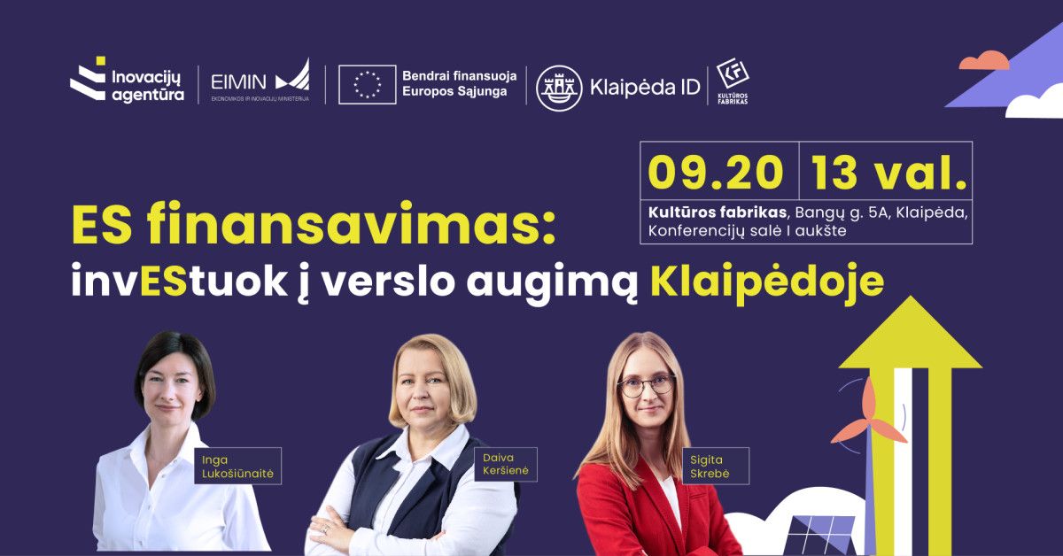 Rugsėjo 20 d. kviečiame į renginį - seminarą apie finansavimo galimybes