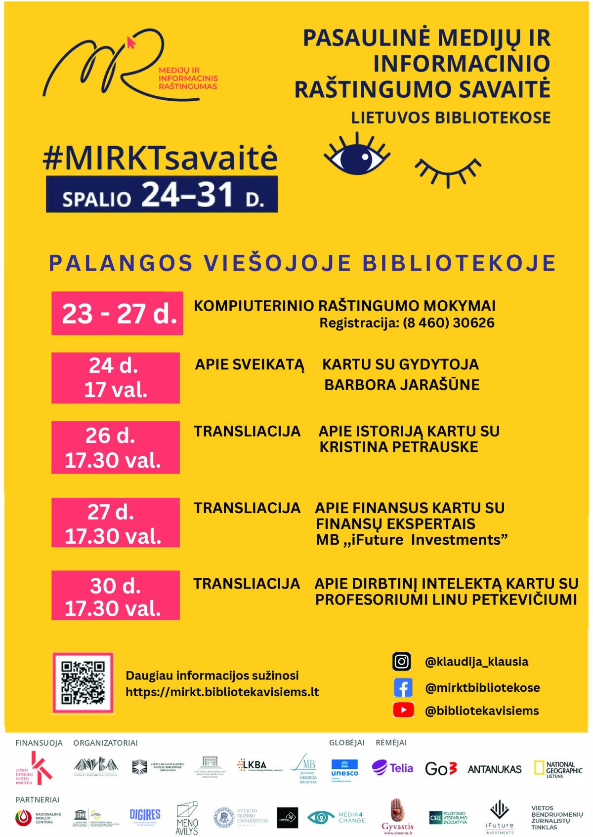 Pasaulinės medijų ir informacinio raštingumo savaitės renginiai Palangos viešojoje bibliotekoje