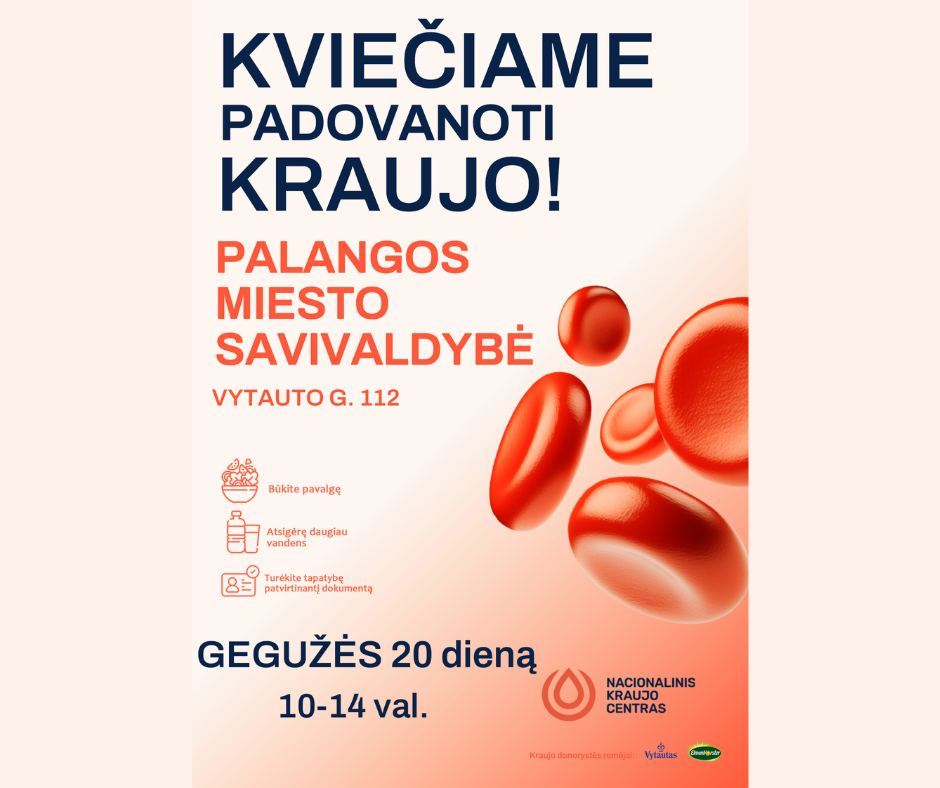 Gegužės 20 d. Savivaldybėje kraujo donorystės akcija