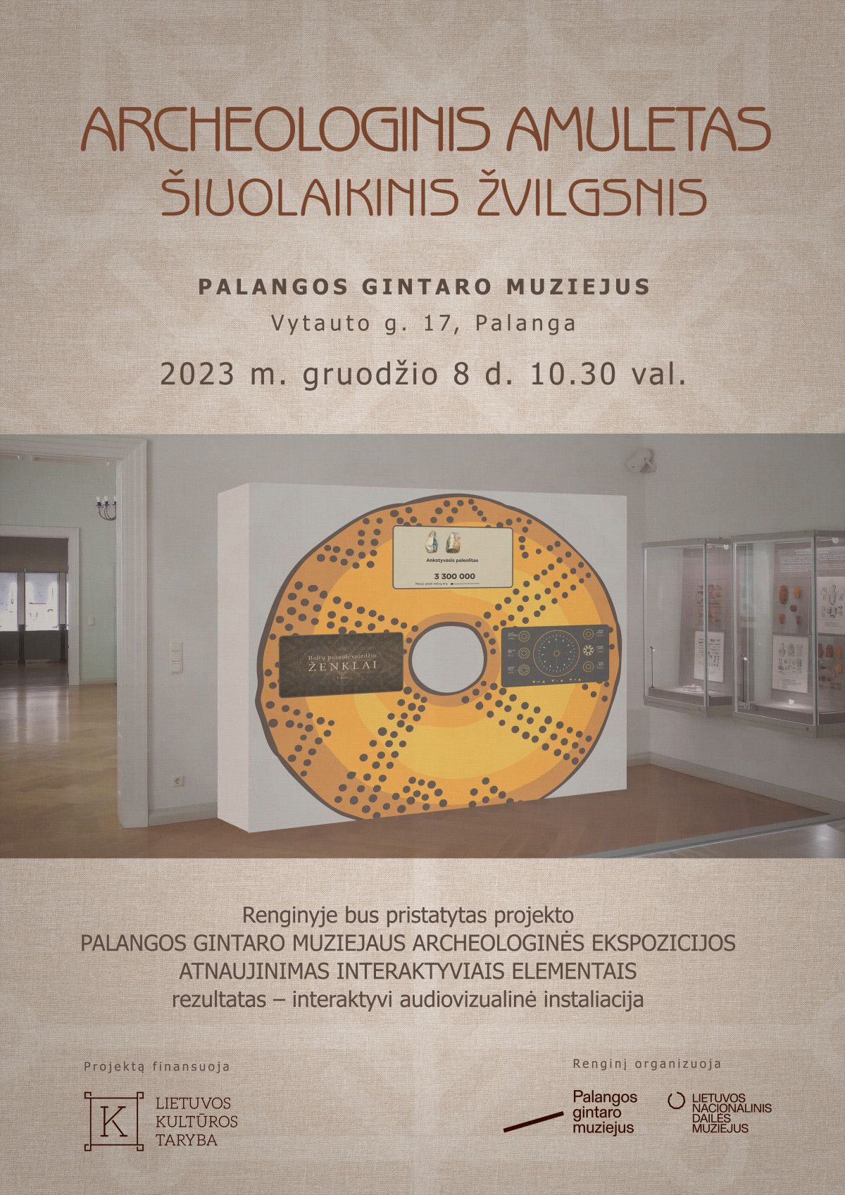 Palangos gintaro muziejus gruodžio 8 d. 10.30 val. kviečia į edukacinį renginį „ARCHEOLOGINIS AMULETAS – ŠIUOLAIKINIS ŽVILGSNIS“