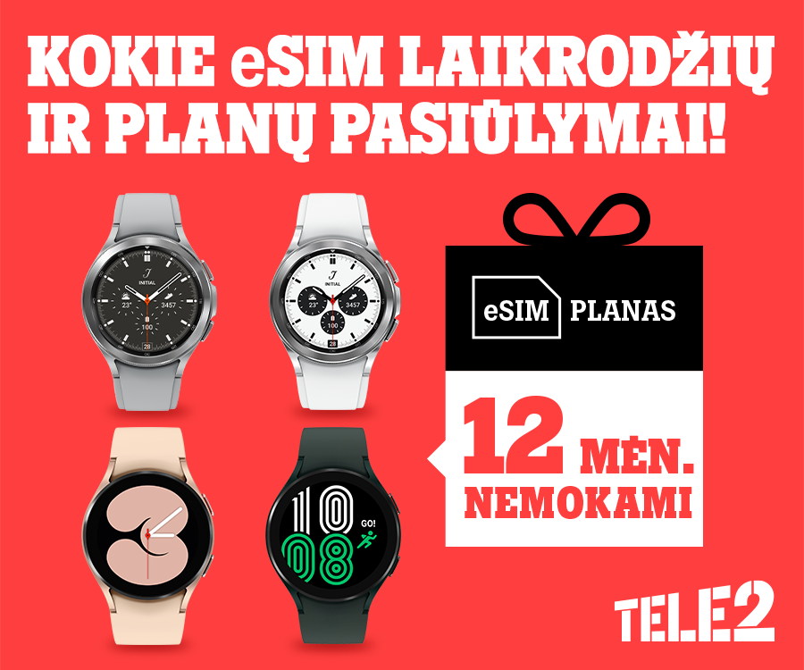 „Tele2“ pasiūlymas: nuolaidos išmaniesiems laikrodžiams su eSIM ir jų planams