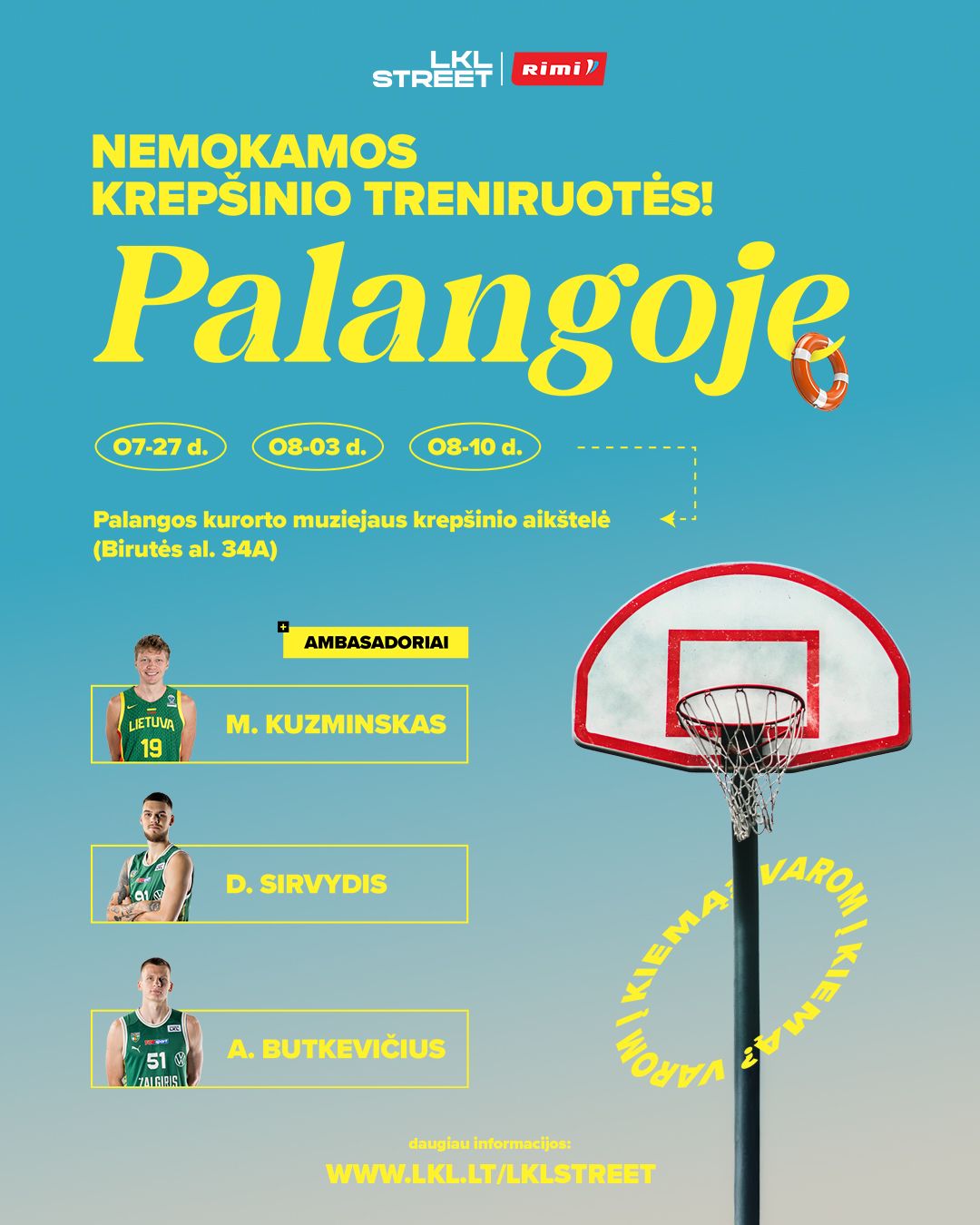 Lietuvos krepšinio lygos nemokamos krepšinio treniruotės Palangoje