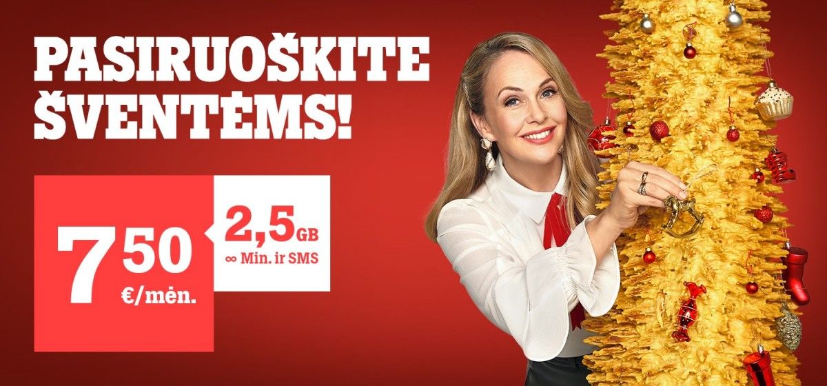 „Tele2“ Kalėdos: 2,5 GB duomenų tik už 7,5 Eur/mėn., o išmanieji – iki 54 proc. pigiau