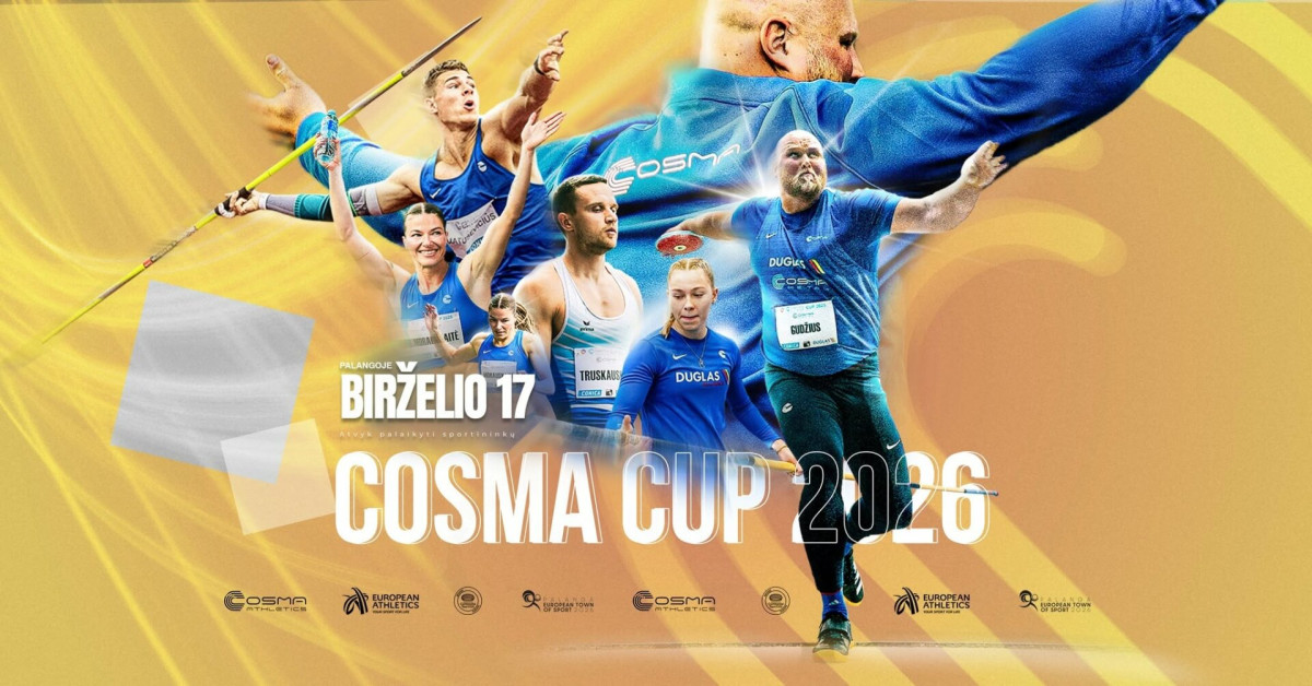 Birželio 17-ąją Palangos stadione – tarptautinio lygio lengvosios atletikos varžybos „COSMA CUP 2026“
