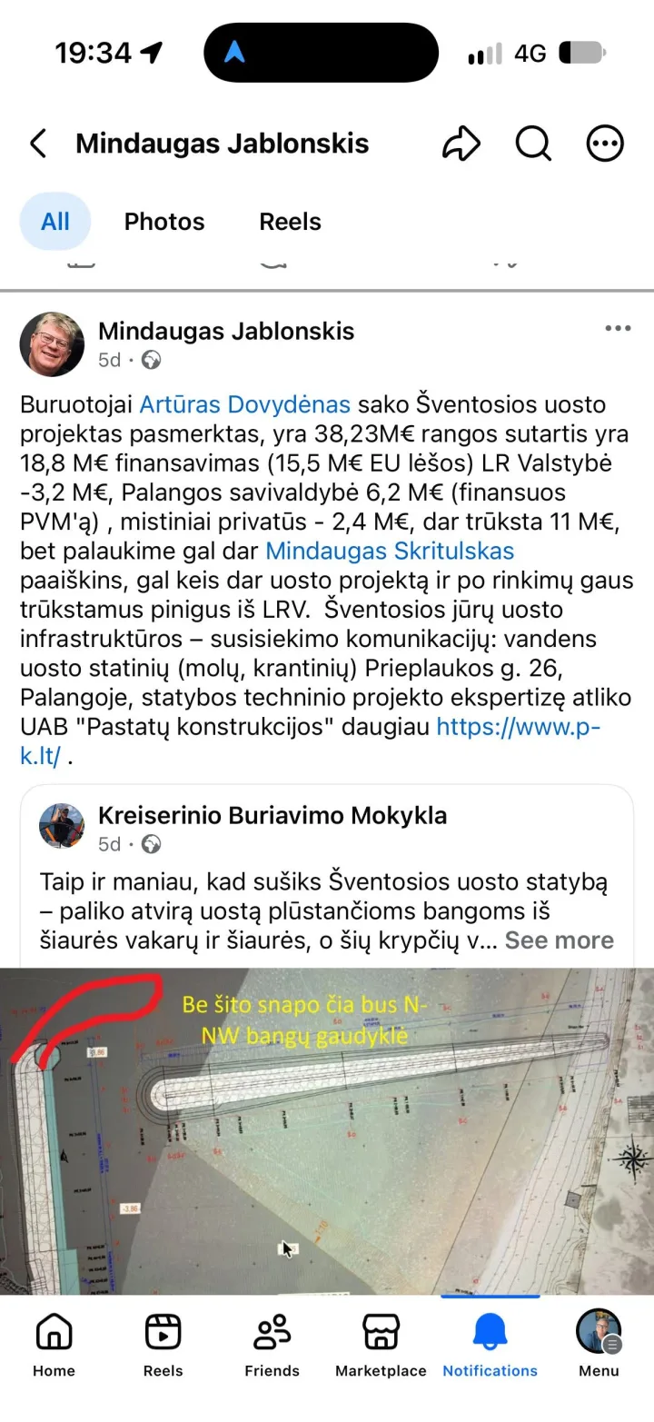 Šventosios uosto vadovas Mindaugas Skritulskas kirto molų projekto kritikams: „Jūrų uostus pirmiausia turi projektuoti kvalifikuoti inžinieriai, o ne buriuotojai“ – nuotrauka 2