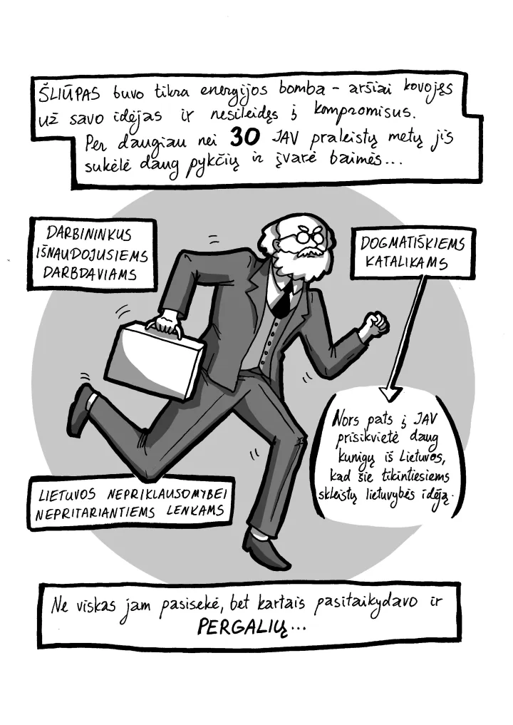 Miglės Anušauskaitės komikso „Kas išsigando Šliūpo“ fragmentas. 2