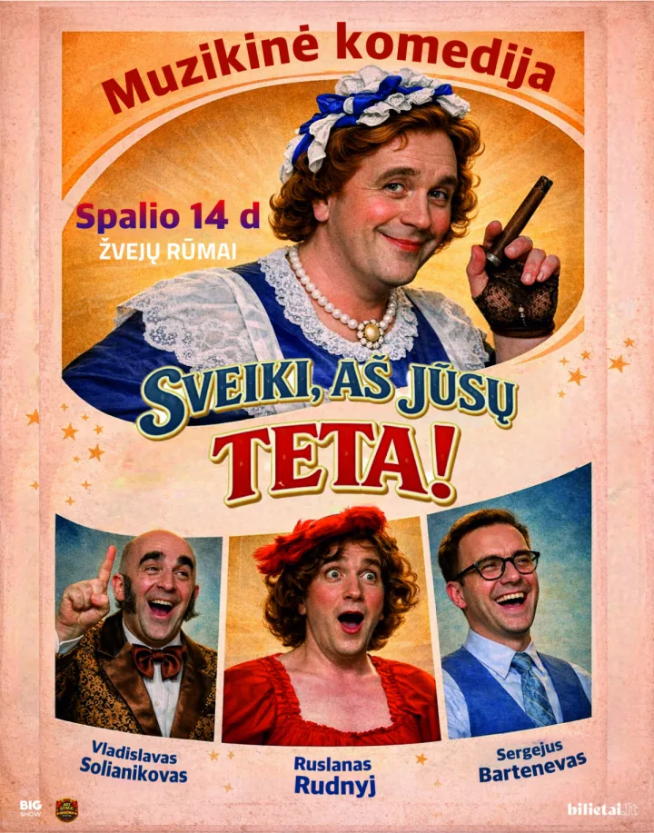 Pirmą kartą Klaipėdoje Izraelio miuziklo ir operetės teatras pristatys muzikinę komediją „Čarlio tetulė, arba Sveiki, aš jūsų teta!"