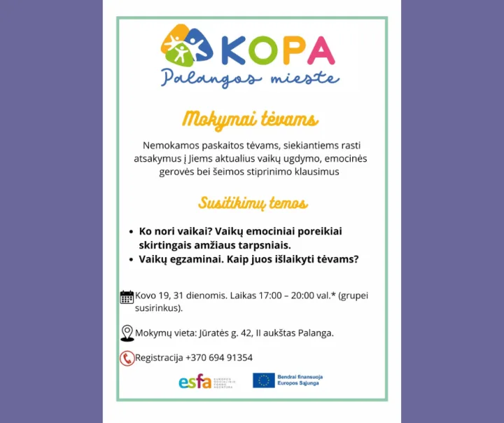 Nemokami susitikimai tėvams ir poroms Palangoje