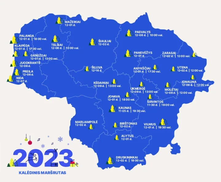 Šalies Kalėdų eglių įžiebimo maršrutas ir kalėdiniai miesteliai: kur ir kada Lietuvoje prasideda šventinis maratonas – nuotrauka 1