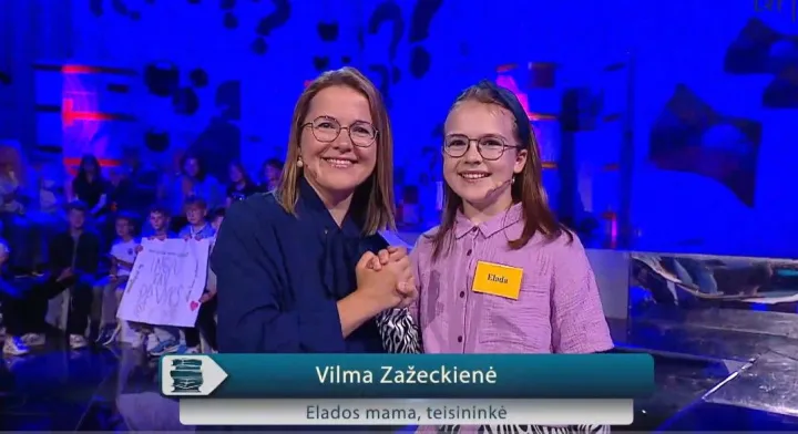 Elada Zažeckytė su mama Vilma TV žaidime „Tūkstantmečio vaikai. Tėvų lyga"