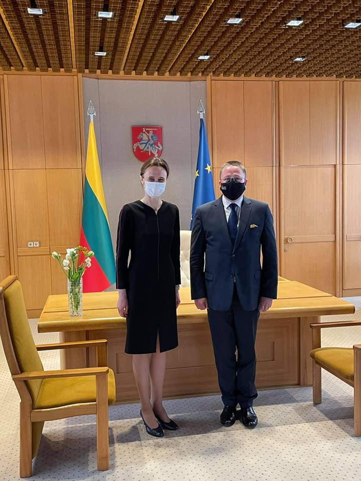 Meras Šarūnas Vaitkus su Seimo pirmininke Viktorija Čmilyte-Nielsen