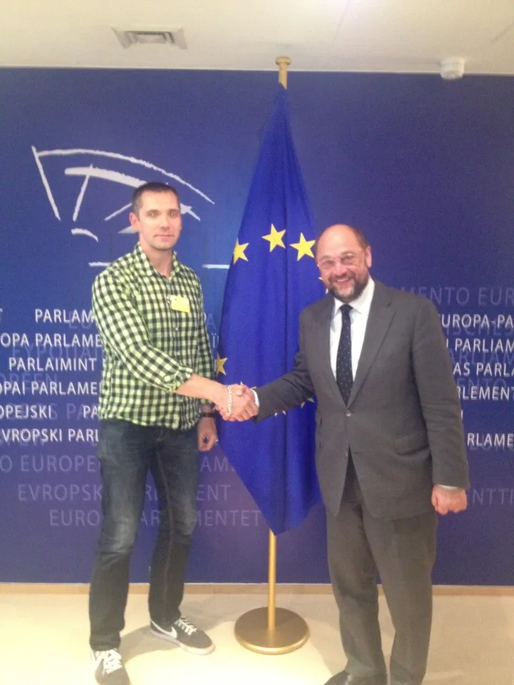 Europos Parlamento pirmininkas Martinas Šulcas (dešinėje) davė išskirtinį interviu „Palangos tilto“ redaktoriui Linui Jegelevičiui.