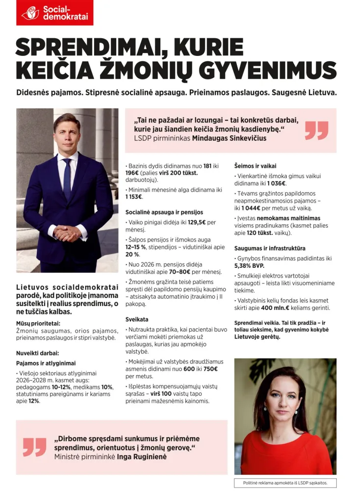 Lietuvos socialdemokratų partija (LSDP): sprendimai, kurie keičia žmonių gyvenimus