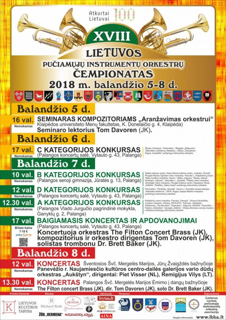 Pučiamųjų instrumentų orkestrų konkursas vyks Palangoje
