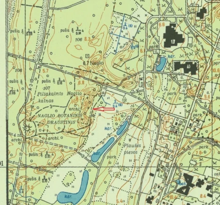 Fragmentas iš 1994 metų plano, kuriame pažymėtos Palangos žydų kapinės