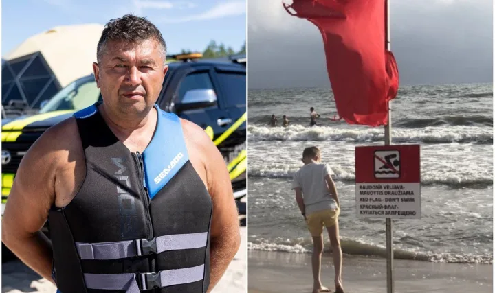 Palangos gelbėtojų vadas Jonas Pirožnikas paaiškino, kada iškeliama raudona vėliava. FOTO: DELFI / KIRIL ČACHOVSKIJ IR VIKTORIJA DAČINSKAITĖ