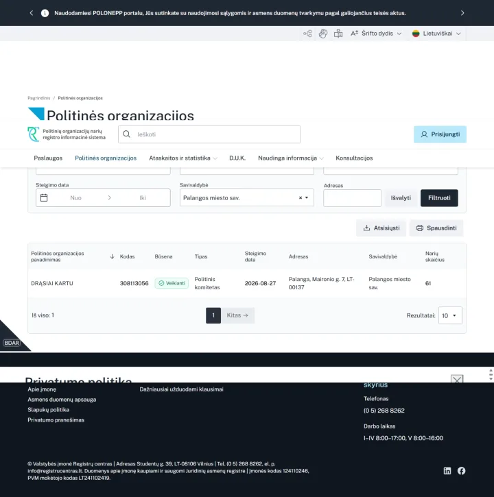 Rinkimuose į Palangos miesto tarybą kitų metų kovą dalyvaus vienas naujas politinis komitetas – „Drąsiai kartu“ – nuotrauka 1