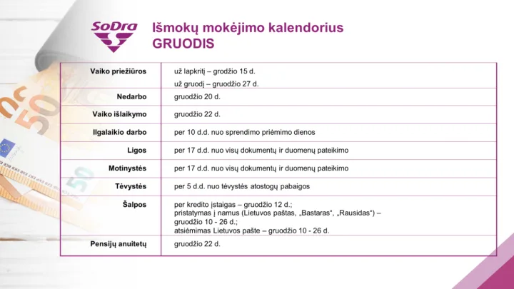 Dauguma „Sodros“ išmokų pasieks gavėjus prieš šventes – nuotrauka 3