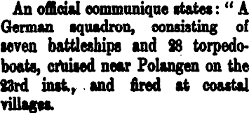 Žinutė Naujosios Zelandijos laikraštyje New Zealand Herald, 1915 m. kovo 26 d.