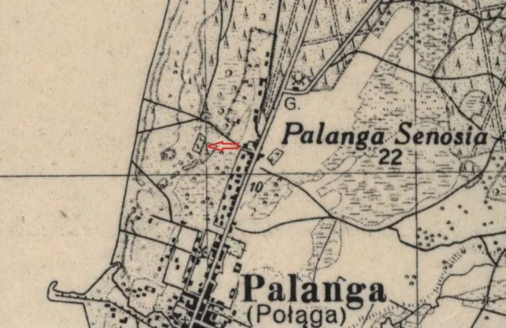 Fragmentas iš 1935 metų plano, kuriame pažymėtos Palangos žydų kapinės