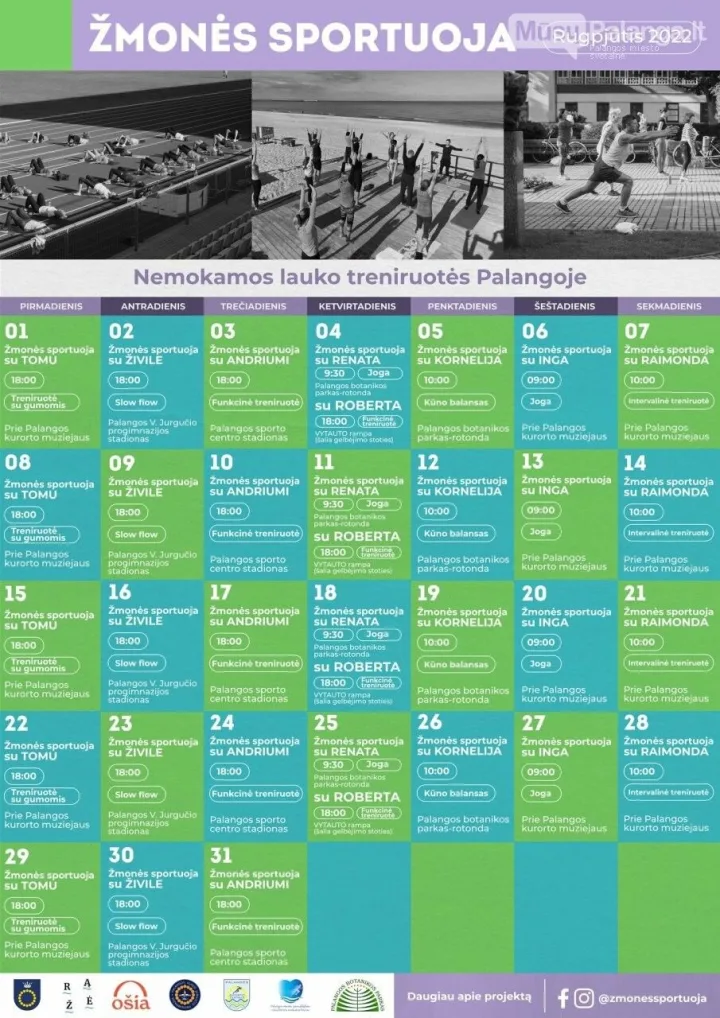 Nuo rugpjūčio 1 d. kviečiame į nemokamas treniruotes gamtoje – nuotrauka 1
