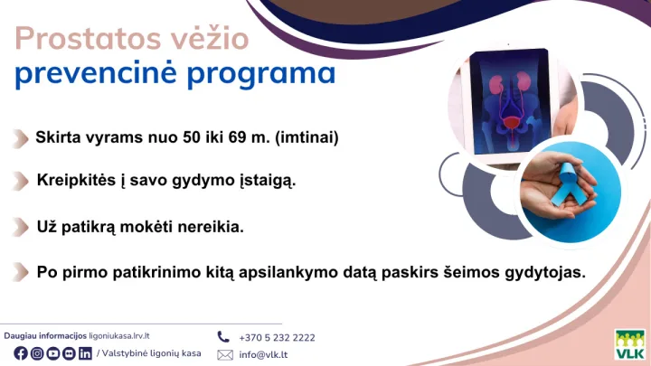 Ligonių kasa: vis daugiau Lietuvos vyrų ryžtasi pasitikrinti dėl prostatos vėžio