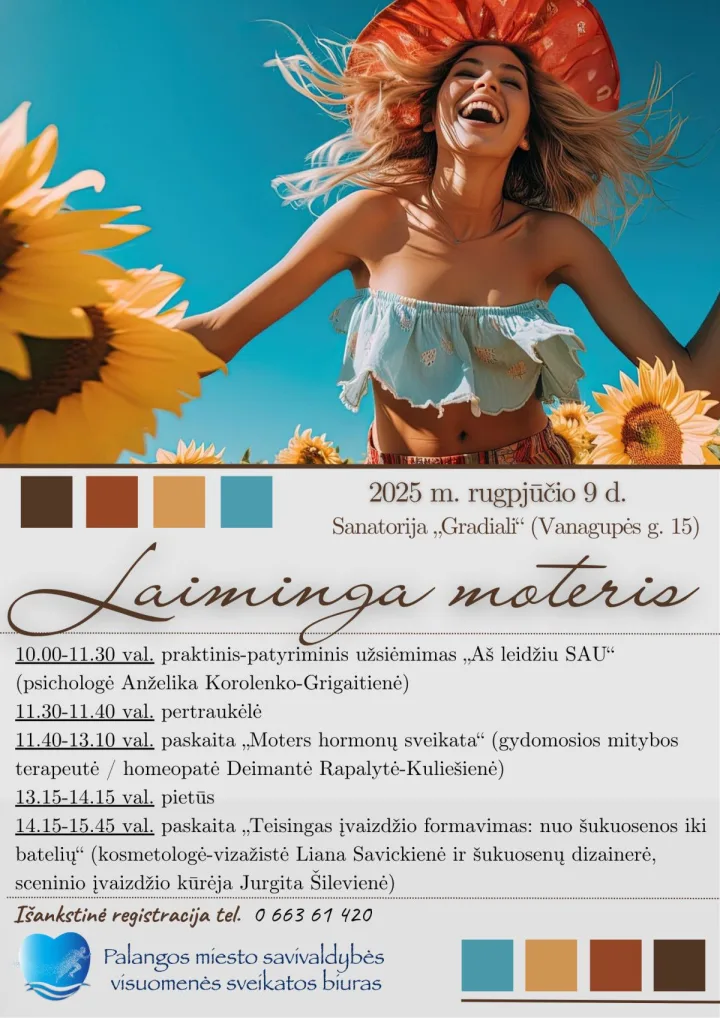 Rugpjūčio 9 d. – nemokami vienos dienos mokymai „Laiminga moteris“