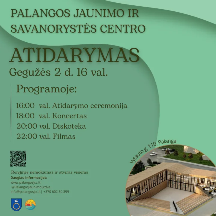 Palangoje duris atvers naujas jaunimo ir savanorystės centras: atidarymo šventėje – koncertas, parodos ir diskusijos – nuotrauka 1