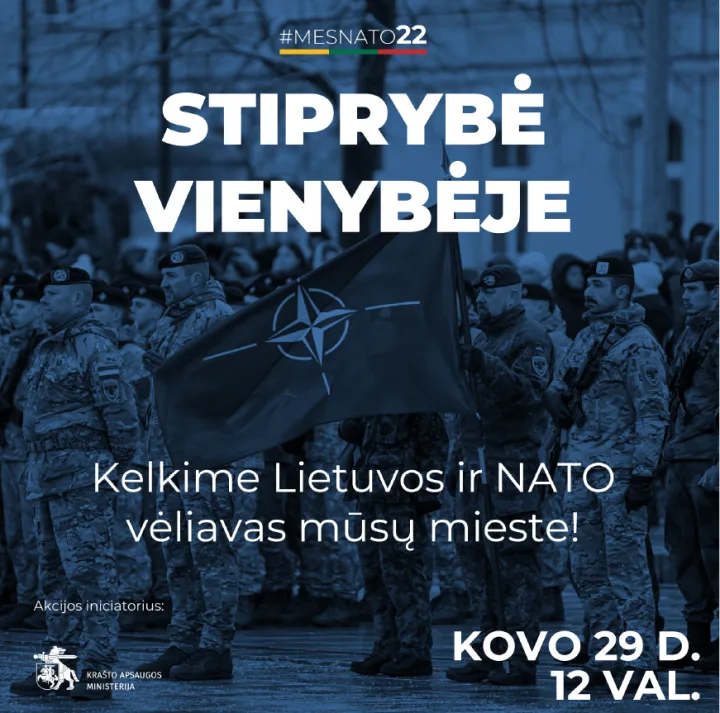 Minint Lietuvos įstojimo į NATO metines Nepriklausomybės aikštėje bei Jūratės ir Kastyčio skvere suplevėsuos aljanso vėliava