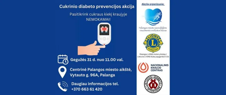 Palangoje organizuojama cukrinio diabeto prevencijos akcija