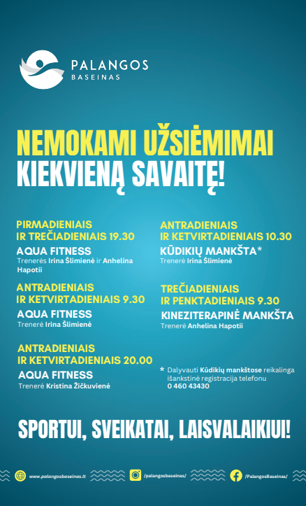 Nemokami užsiėmimai Palangos baseine