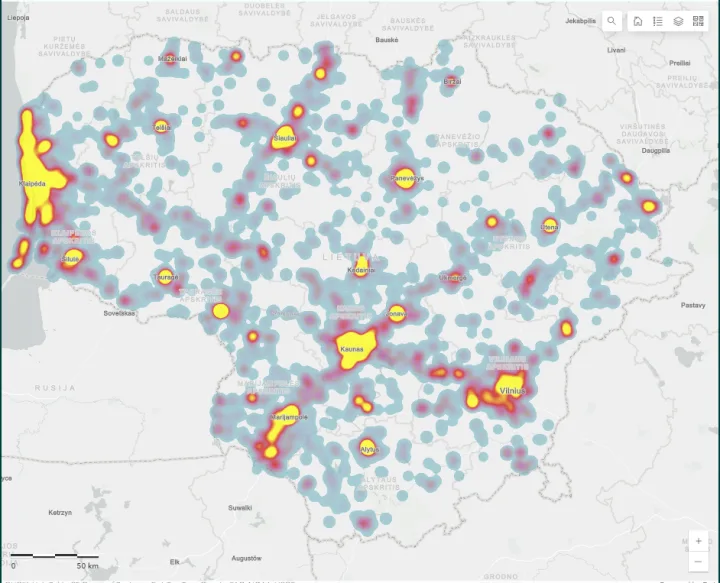 Interaktyviame žemėlapyje – Lietuvą lankančių užsieniečių maršrutai ir įpročiai – nuotrauka 4