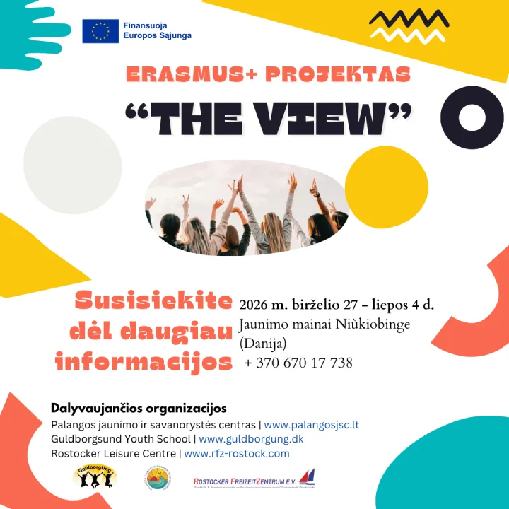 Kviečiame 14-18 metų jaunuolius registruotis ir galbūt dalyvausite Erasmus+ jaunimo mainų projekte „The View“ Niùkiobinge (Danija)
