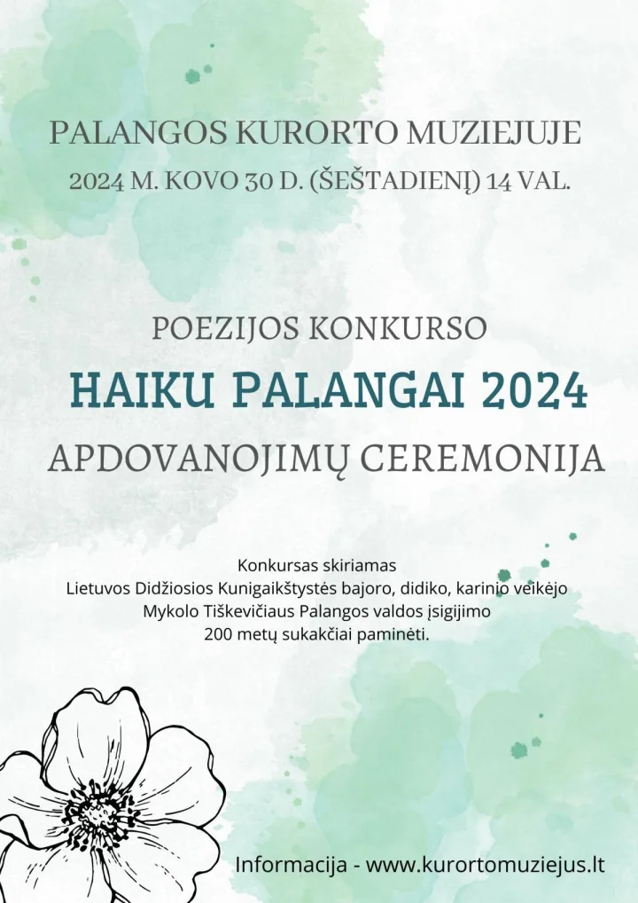 Kviečiame į poezijos konkurso „Haiku Palangai 2024“ apdovanojimų ceremoniją
