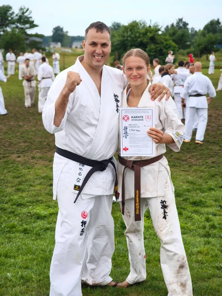 Treneris Lukas Kubilius ir Karolina Radžiūnaitė