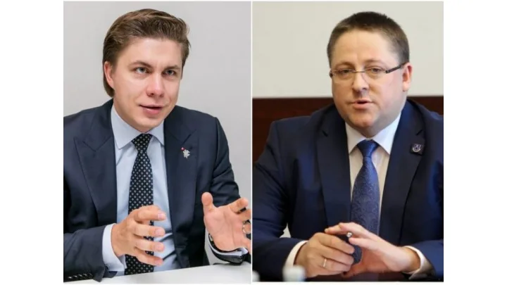 Jonavos rajono meras Mindaugas Sinkevičius ir Palangos miesto meras Šarūnas Vaitkus